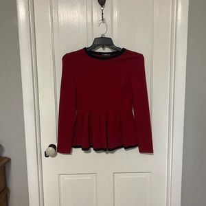 Soft black and red long sleeve blouse
